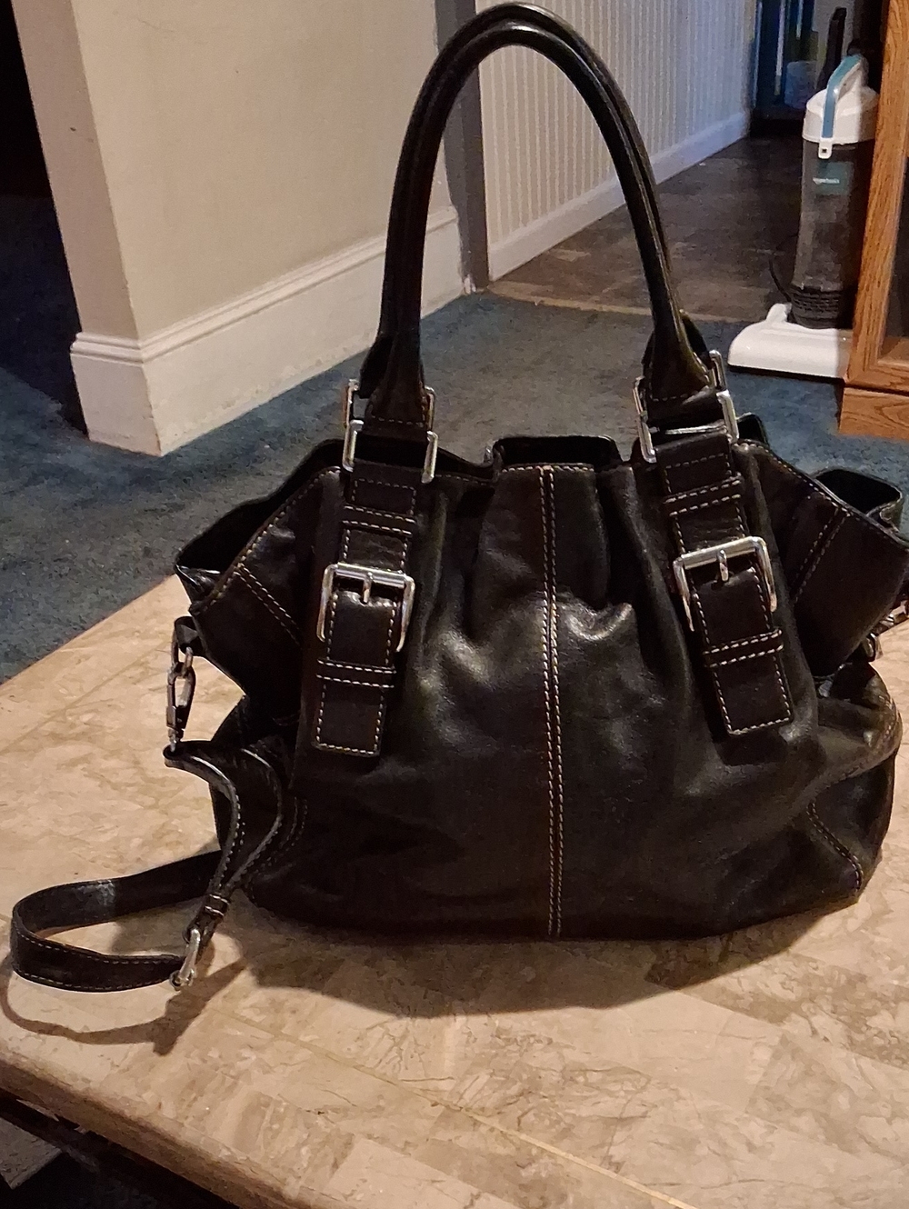 Micheal Kors Black Shoulder Bag Silver-Tone Hardware
